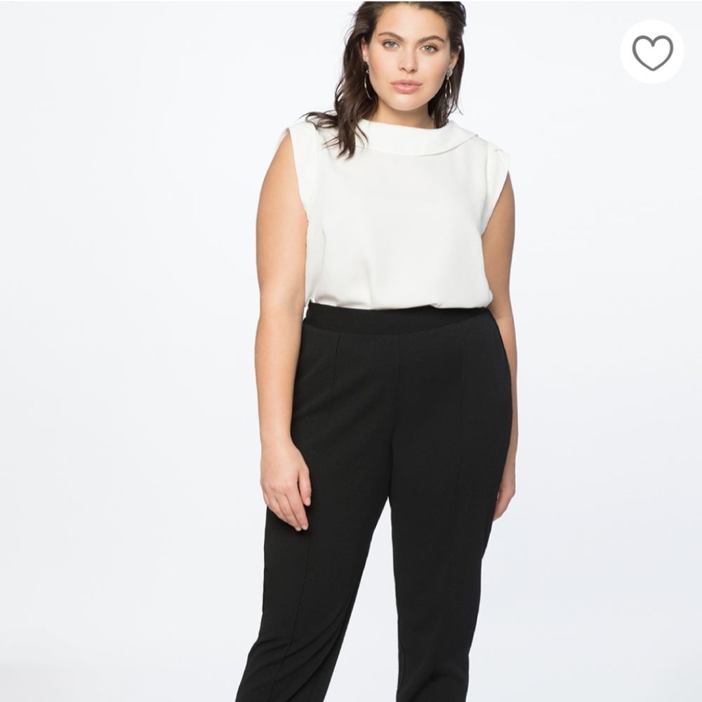 Eloquii navy blue cowl neck blouse